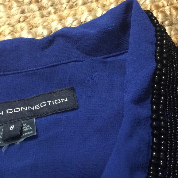 Sheer embellished blue French connection blouse - Picture 4 of 5